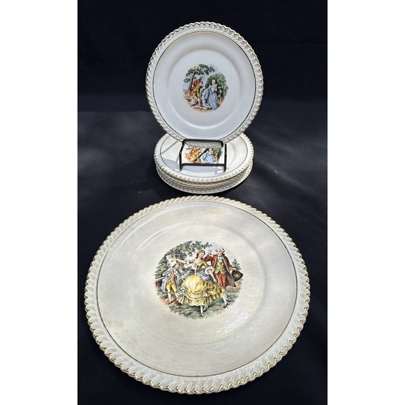 Vintage Harker Pottery Co. gold trimmed 22 kt Scallop edge Dessert Plates S37 - Picture 11 of 11